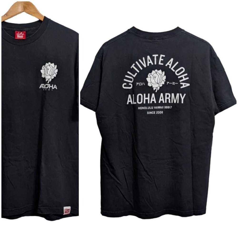 Aloha Army T-shirt tee shirt top Cultivate aloha Honolulu Hawaii Black